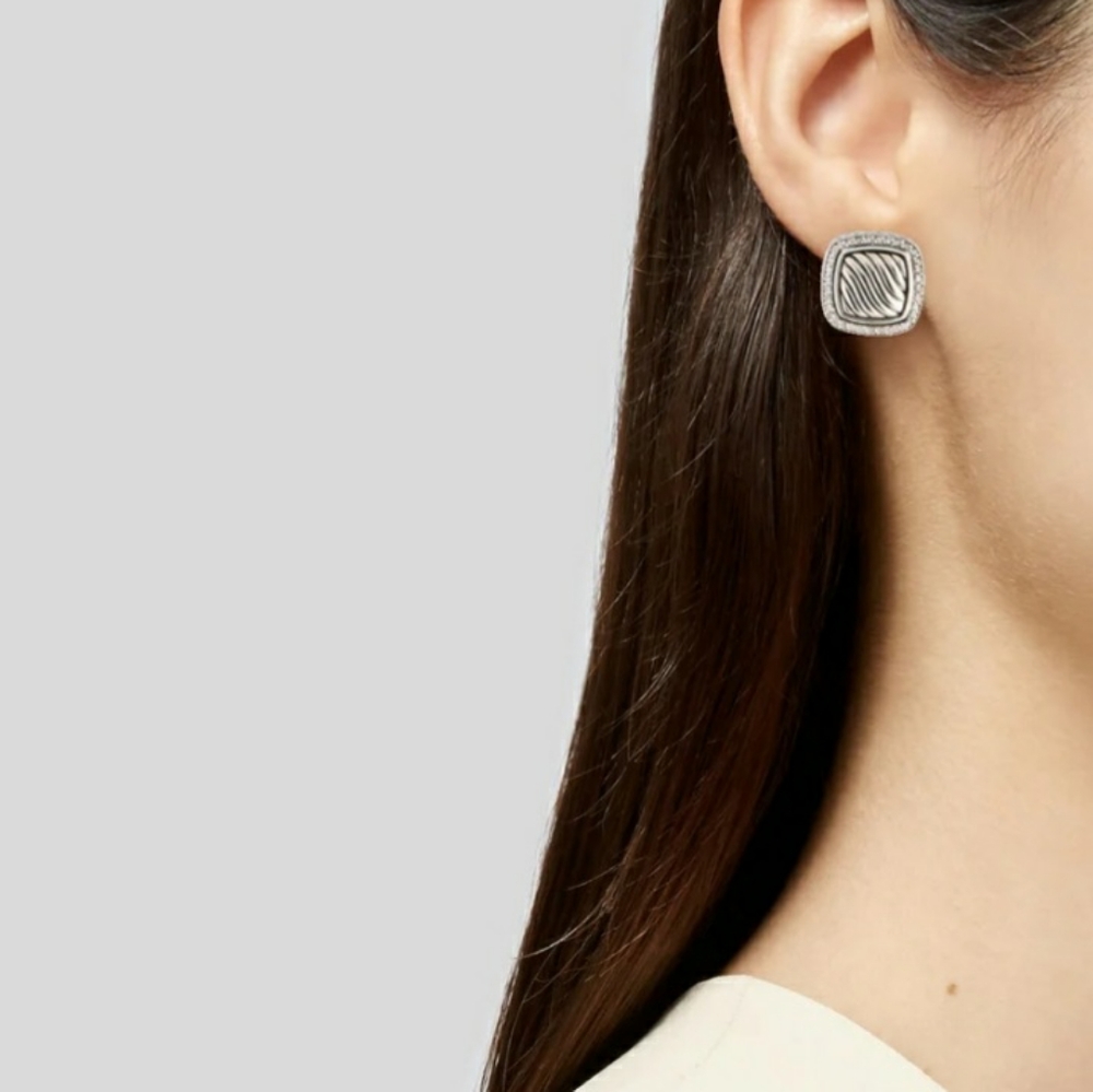 David Yurman sterling silver diamond earrings